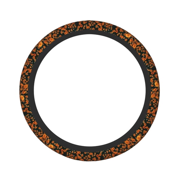 Fuzoiu Daisies Print Elastic Stretch Steering Wheel Cover, Universal 15 Inch Automotive Steering Wheel Cover, Anti-Slip Sweat Absorption Universal Car Accessories for Women Men