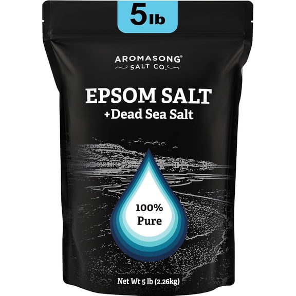 Aromasong Epsom Salt with Dead Sea Salt for Soaking - Bulk 5 Lb - 100% Pure Bath Salt, Foot & Muscle Soak