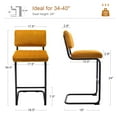 thumbnail image 3 of Zesthouse 24" Counter Stools Set of 2, Velvet Tufted Counter Height Chairs with Back and Metal Legs, Mid Century Modern Bar Stools for Kitchen Island, Orange, 3 of 9
