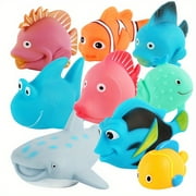 CJUAN 9 Pcs Animals Bath Squirters Toy Set Shower Toy for Toddler Baby Shower Bath Tub Pool Toys