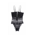 thumbnail image 4 of Encantador Body de encaje para mujer Ropa interior de malla con vendaje en V profundo, Negro, M Inevent XX000221-04, 4 of 7