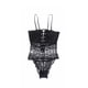 thumbnail image 4 of Body de encaje sexy para mujer Ropa de dormir Ropa interior de malla con vendaje en V profundo, Negro, M Kearding XX000221-04, 4 of 7