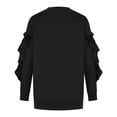 thumbnail image 6 of Hfyihgf Womens Crewneck Sweatshirts Long Sleeve Casual Tops with Ruffle Sleeve Fall Winter Clothes Soft Trendy Pullover Shirts(Black,L), 6 of 8