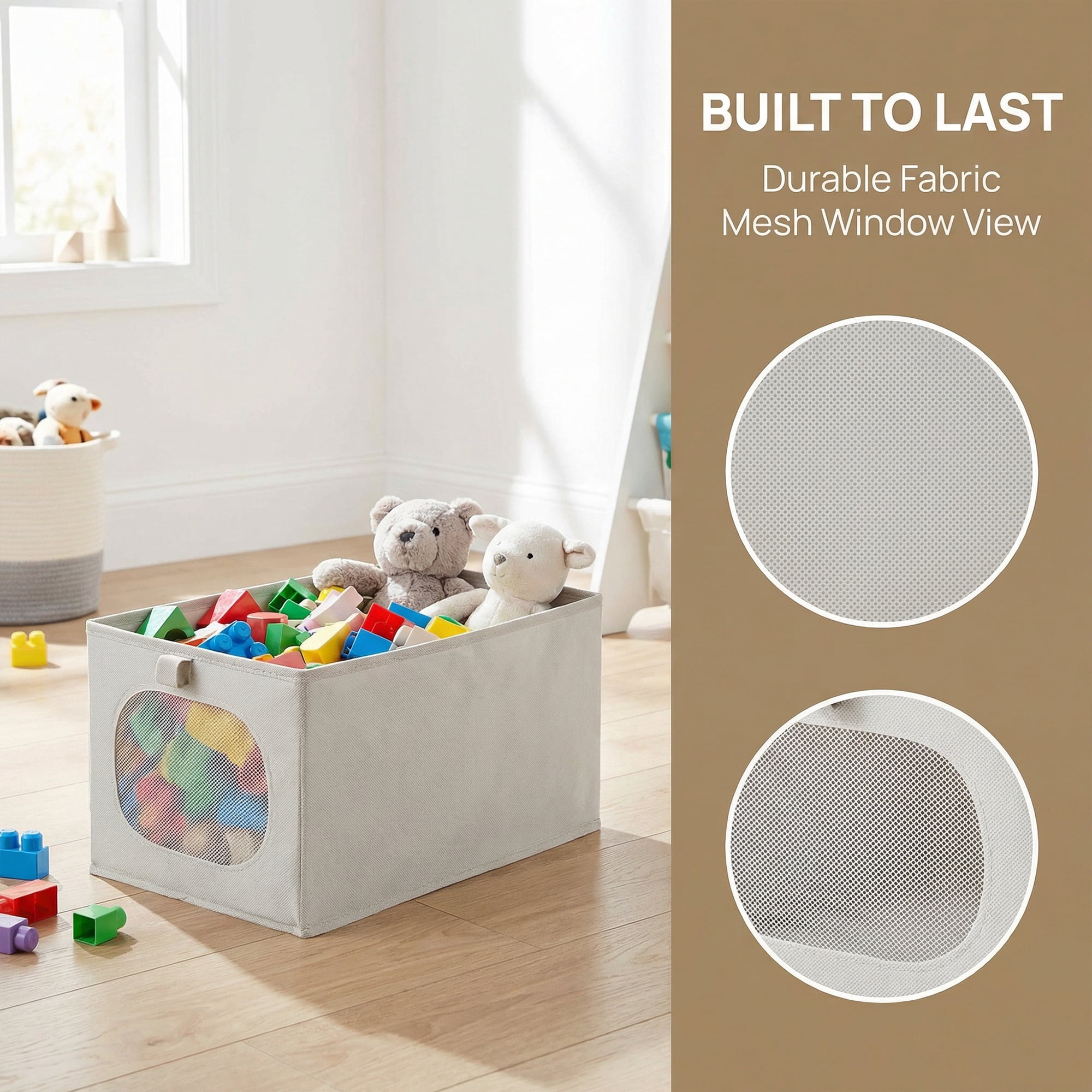 Unique Bargains Fabric Storage Bin With Bottom Light Grey 18.5*11.8*9.8in