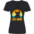 thumbnail image 3 of Inktastic Mother's Day Cat Mom Black Cat Sunset Women's V-Neck T-Shirt, 3 of 5