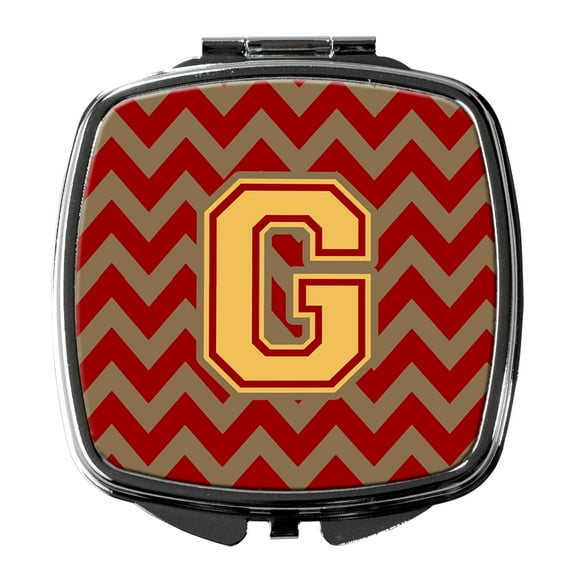 Letter G Chevron Garnet and Gold Compact Mirror