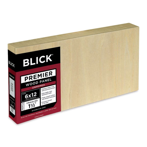 Blick Premier Wood Panel - 6" x 12", 1-1/2" Gallery Profile, Cradled