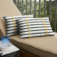 thumbnail image 2 of Mozaic Company Sunbrella Blue Stripes with Yellow Indoor/Outdoor Lumbar Pillows Set of 2 14 in x 24 in, 2 of 5