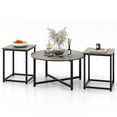thumbnail image 1 of Gymax Ensemble de Tables Basses Rondes Gigognes avec 2 Tables d'Appoint, Gris/noir, 1 of 9