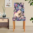 thumbnail image 4 of Yayeee 4 Pack Dining Chair Covers Stretch Parson Chairs Slipcovers Seat Protector, Pink and Purple Flowers, 4 of 6