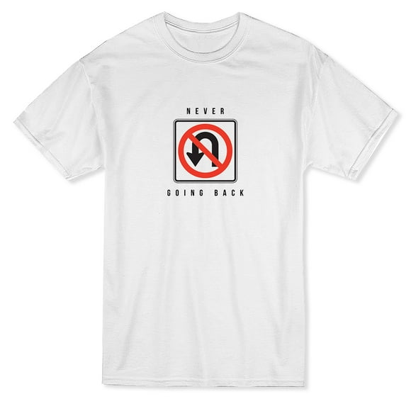 T-shirt Blanc pour Homme avec Panneau « Never Going Back Road »