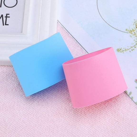 IBASETOY Silicone Glass Protective Sleeve Heat Resistant Non Slip Cover for Bottles Cups Mugs Pink