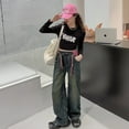 thumbnail image 4 of GYRATEDREAM Girls Jeans Baggy Pants Wide Leg/Flare/Skinny Denim Ripped High Waisted Teen Clothes Casual Streetwear Long Pants with Pocket Kids 5-14Y, 4 of 5