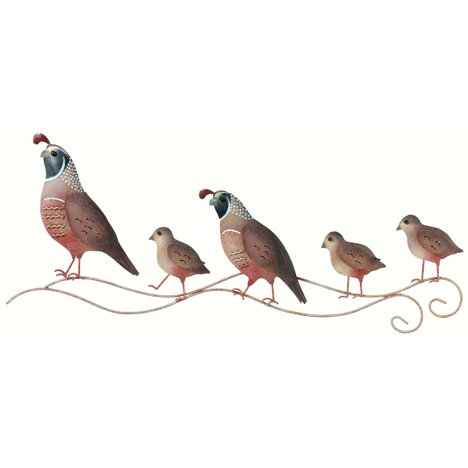 Quail Family Regal Art Father Mother Two Chicks