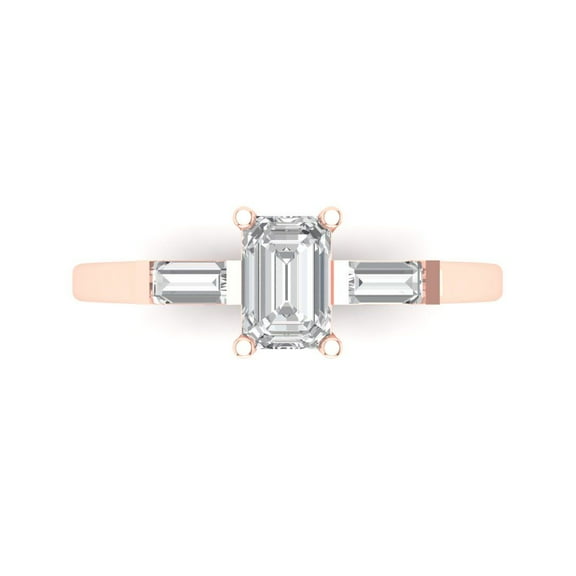 Clara Pucci 14K Rose Gold 0.8ct Moissanite Three-Stone Ring for Women