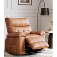 thumbnail image 3 of Oversized Swivel Recliner Chair with 360° Rotation & Rocking Function, Manual Reclining Lounge Chair with Heat and Massage, PU Leather Seat for Living Room, Bedroom & Nursery, Retro Brown, Khaki, Grey, 3 of 8
