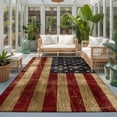 thumbnail image 2 of Large Area Rugs 5'x8', Vintage American Flag Carpet Runner Indoor Outdoor Rugs Home Decor Aesthetic, Farmhouse Shabby Retro Red Blue Non Slip Mats Washable Accent Rug for Living Room Bedroom, 2 of 8