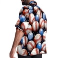 thumbnail image 3 of Baseball Men's Spread Collar Tops, Casual Button Down Shirts for Summer Beach, Printed Short Sleeve Shirts - Unisex, 3 of 6