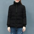 thumbnail image 4 of Zedker Womens Puffer Jackets with Multi Pockets Casual Stand Collar Long Sleeve Fall Winter Thermal Outerwear Tops with Zipper,Black,M, 4 of 7