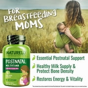 NATURELO Postnatal Multivitamin - Supplement for Breastfeeding Women - Plant-Based Vitamin D, Folate, Gentle Iron - for Nursing Mother, Baby - Post Natal Lactation Support 180 Capsules