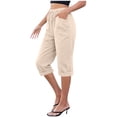 thumbnail image 2 of VV AVEORS Cropped Linen Pants Women Baggy Drawstring High Waisted Below Knee Length Capri Pants Summer Casual Y2K Boho Beach Capris Beige XL, 2 of 6