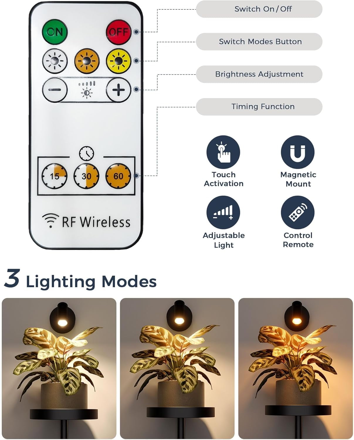 Wall Decor Plant Stand with Lights Wall Art Planters Window Plant Hanger Indoor Hanging Planters for Indoor Plants for Living Room Black