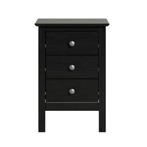 JelaThree Drawer End Table/Nightstand Black