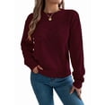 thumbnail image 3 of Sweaters for Women Fall Fashion 2025 Trendy Long Sleeve Pullover Lantern Knit Sweater Tops Wine Red S, 3 of 9