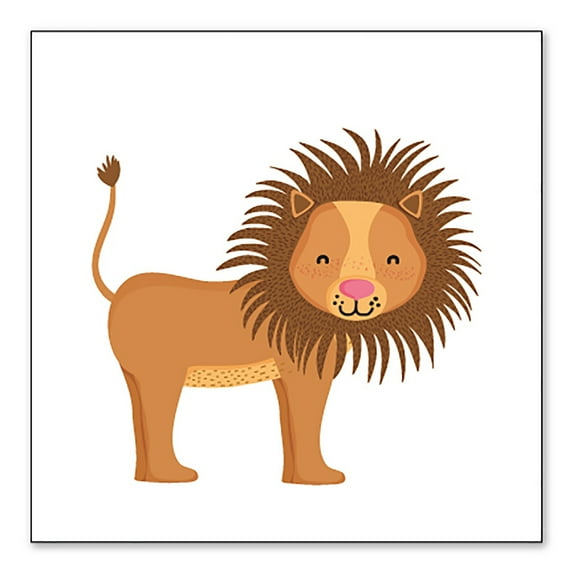 DistinctInk Custom Bumper Sticker - 4" x 4" Decorative Decal - White Background - Cute Cartoon Lion