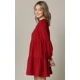 thumbnail image 4 of Made by Johnny Women's Casual Long Sleeve V-Neck Loose Flowy Swing Shift Dress XXL WINE, 4 of 5