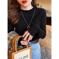 thumbnail image 3 of Suéter de cuello alto para mujer, moda 2024, nuevos tops elásticos con encuadernación, suéteres de punto para mujer, suéter de punto de manga larga con parte inferior, 3 of 5