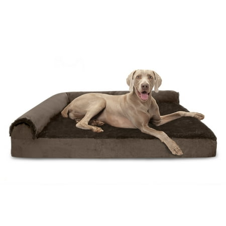 UPC: 0842229115666 | FurHaven Pet Products Plush & Velvet Memory Foam Deluxe L-Chaise Pet Bed for Dogs & Cats – Sable Brown  Jumbo Plus
