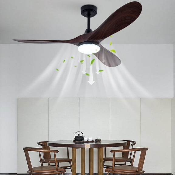 Remote Ceiling Fan with Led Light, Wood Ceiling Fan with Light, Brown Black Ceiling Fan With Light and Remote