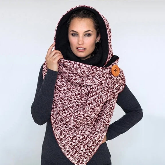 Womens Scarf Neck Warm with Hood Fashion Winter Women Button Soft Wrap Casual Warm Scarves Shawls Warps