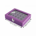 thumbnail image 2 of LAMIRO Wooden Jewelry Storage Boxes Cover Jewelry Organizer Portable 24 Grids Earring Box Rings Display Box for Women Girls (Purple), 2 of 7