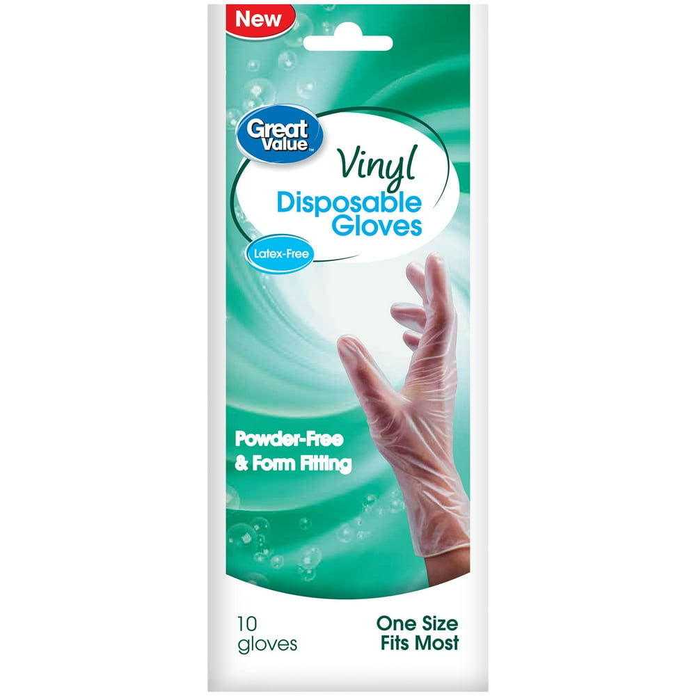 Great Value Vinyl Disposable Gloves, 10 count