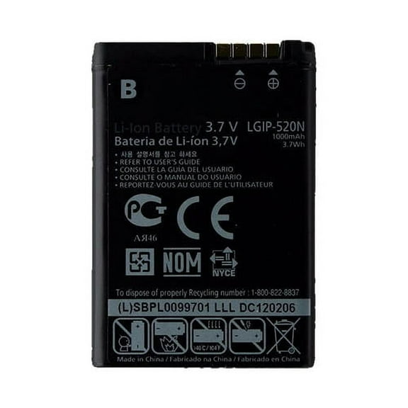Replacement LG LGIP-520N Li-ion Cell Phone Battery - 1000mAh / 3.7v