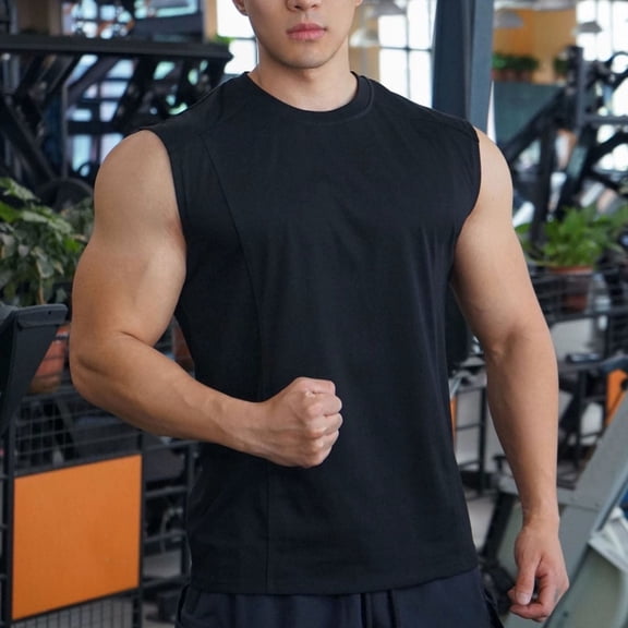 Jyeity Mens Tank Patchwork Gym Crew Neck Tank Top, Casual Breathable Sporty Tank Tops