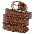 thumbnail image 2 of Snap on Oval Riveted Nailheads Studded Skinny Leather Jean Belt, 2 of 4