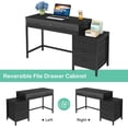 thumbnail image 6 of Industrial Computer Desk With 5 Drawers - Reversible File Cabinet Printer Stand, Rustic Home Office Writing Desk With Storage, Small Space PC Workstation (Black), 6 of 7