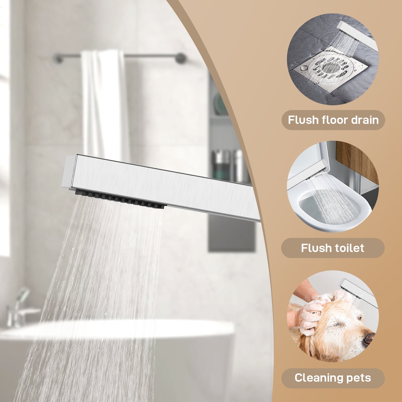 Bathtub Faucet, Floor Mount Bathtub Faucet Freestanding Tub Faucet Standing Bathtub Filler, High-Flow Bath Shower Faucet with Handheld Sprinkler