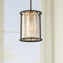 Possini Euro Design Bronze Gold Mini Pendant 8" Wide Modern Clear Crystal Rods Fixture for Dining Room House Bedroom Kitchen Home