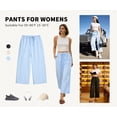 thumbnail image 2 of SWQZVT Women's Casual Wide Leg Pants Wide Leg Pants Drawstring Elastic Mid Waist Pants with Pockets Blue, 2 of 7