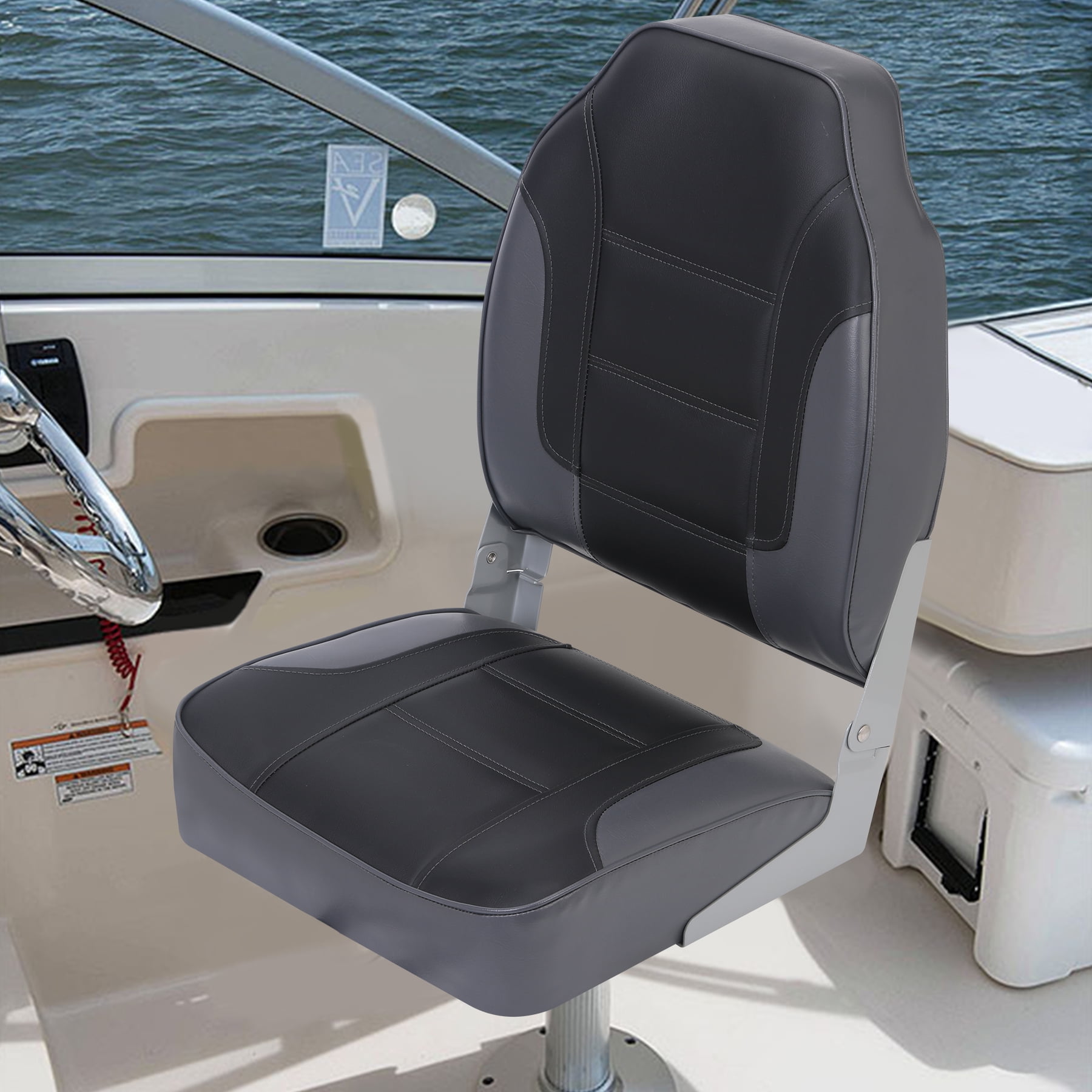 Ladcaser 2 Pack Premium High Back Folding Boat Seat, Marine Seats for Fishing, Sightseeing, Speedboats, Canoes