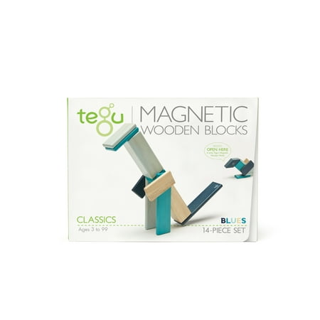 14 Piece Tegu Magnetic Wooden Block Set, Blues Blue