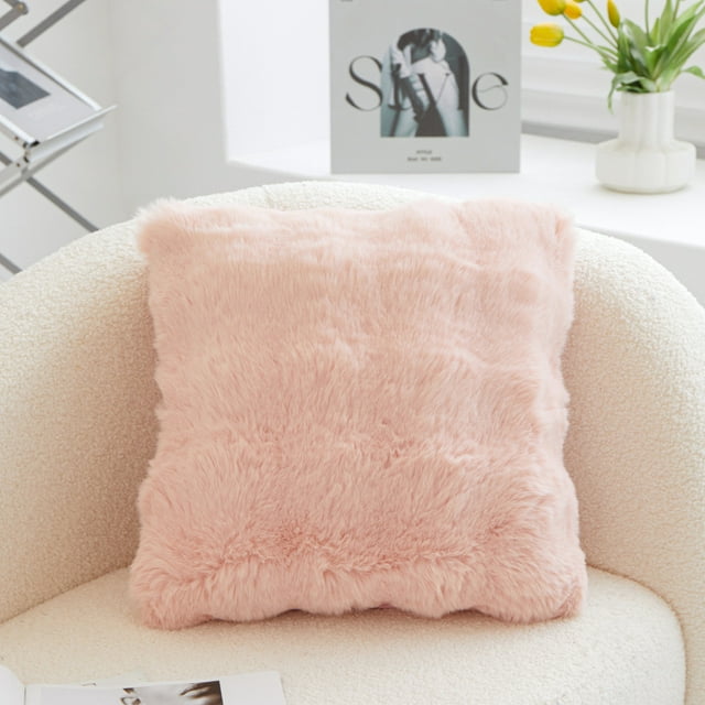 Xiao Hua funda de almohada de felpa con estampado de burbujas en color verde, funda colorida que ilumina la decoración de tu dormitorio. Medidas: 43 x 43 cm (rosa).