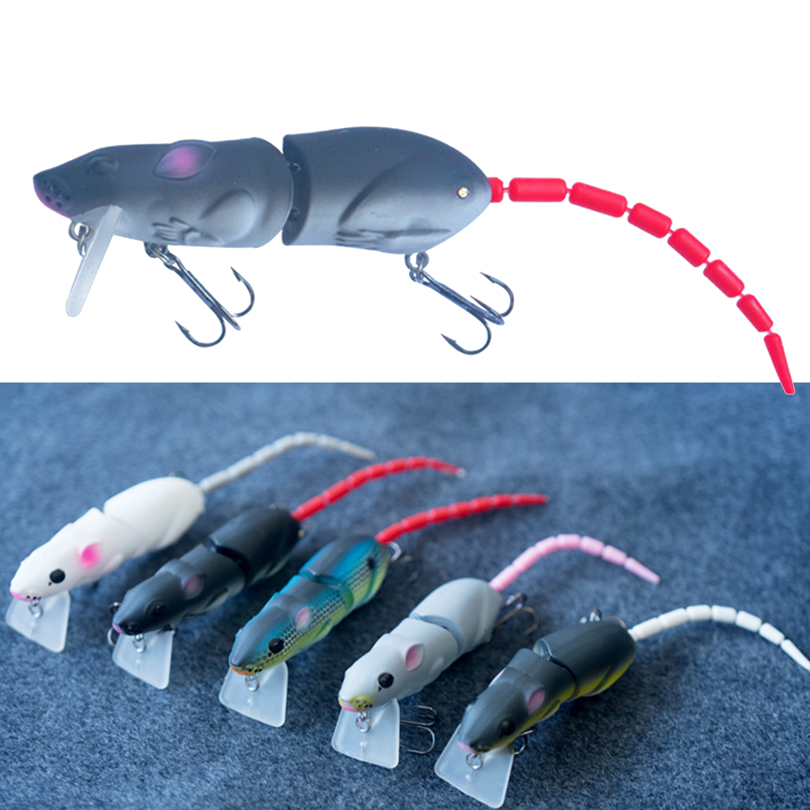 YMH 15.5g Artificial Rat Lure Vivid Wide Swing Section Design Fishing Mouse Hard Rat Bait Crankbait for Outdoor - image 3 of 10