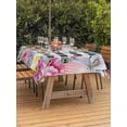 thumbnail image 2 of Outdoor Tablecloth with Umbrella Hole and Zipper, Easter Flowers Rectangle Table Cloth 52x70 Inch Waterproof Tablecloth, Watercolor Pink Purple Floral Eggs Farm Plaid Picnic Table Cover for Patio, 2 of 7