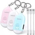 thumbnail image 1 of Llavero de bolsillo antiagresión recargable, alarma de autodefensa de seguridad con luz LED para mujeres, hombres, niños y ancianos, 130 DB, 3 piezas, PA1001, 1 of 8