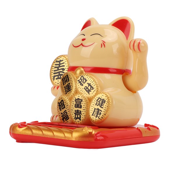 Lucky Cat Maneki Neko Chinese Cat Waving Arm Lucky Cat Statue Chinese Cat Lucky Cat Solar Powered Mini Size Bring In Wealth And Treasure Cute Smile Durable Maneki Neko For Car